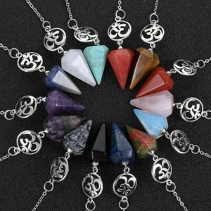 Hexagon Pyramid Stone Healing Crystal Amulet Reiki Pendulum Yoga Rune Pendant - Picture 1 of 33