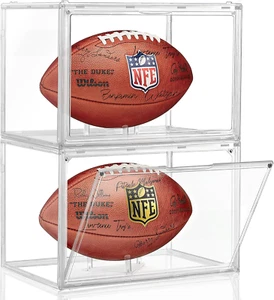 2er Pack Fußball Vitrine, KKU Acryl klar Fußball Case Full Size mit Mag - Bild 1 von 6