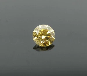 Diamante tondo taglio brillante giallo brunastro intenso fantasia certificato GIA 0,29 ct - Foto 1 di 8