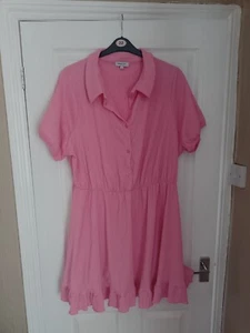Used Simply Be Pink Waffle Shirt Dress - Size 24 - Picture 1 of 2