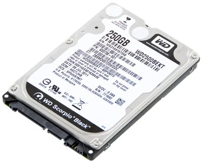 Disco Rigido WD Black 250GB SATA II 7.2K 16MB 2.5'' WD2500BEKT - Immagine 1 di 3