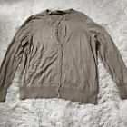 Willi Smith Womens Size 2X Brown Cardigan Gold Sparkle Open Front Button Up