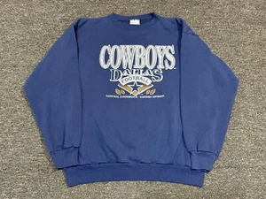 Vintage Cowboys Sweater Large Pullover 90s Navy Blue NFL Dallas ⭐️ - Picture 1 of 5