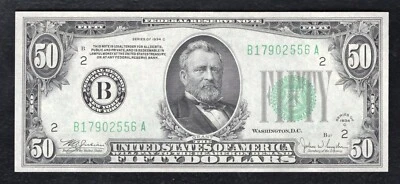 FR 2105-B 1934-C $50 FRN FEDERAL RESERVE NOTE NEW YORK, NY GEM UNCIRCULATED - Image 1 of 2