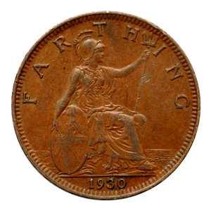 1930 Great Britain 1 Farthing Coin, km825, Mintage 4,195,000 - Rare Coin 🇬🇧 - Picture 1 of 2
