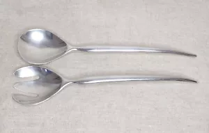 Juego de servir ensalada MCM Minimialista de colección tenedor cuchara color plata aluminio 13" - Imagen 1 de 4