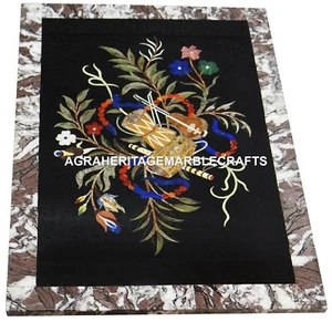 Marble Coffee Center Table Top Rare Floral Marquetry Inlaid Hallway Decor H2978 - Picture 1 of 8