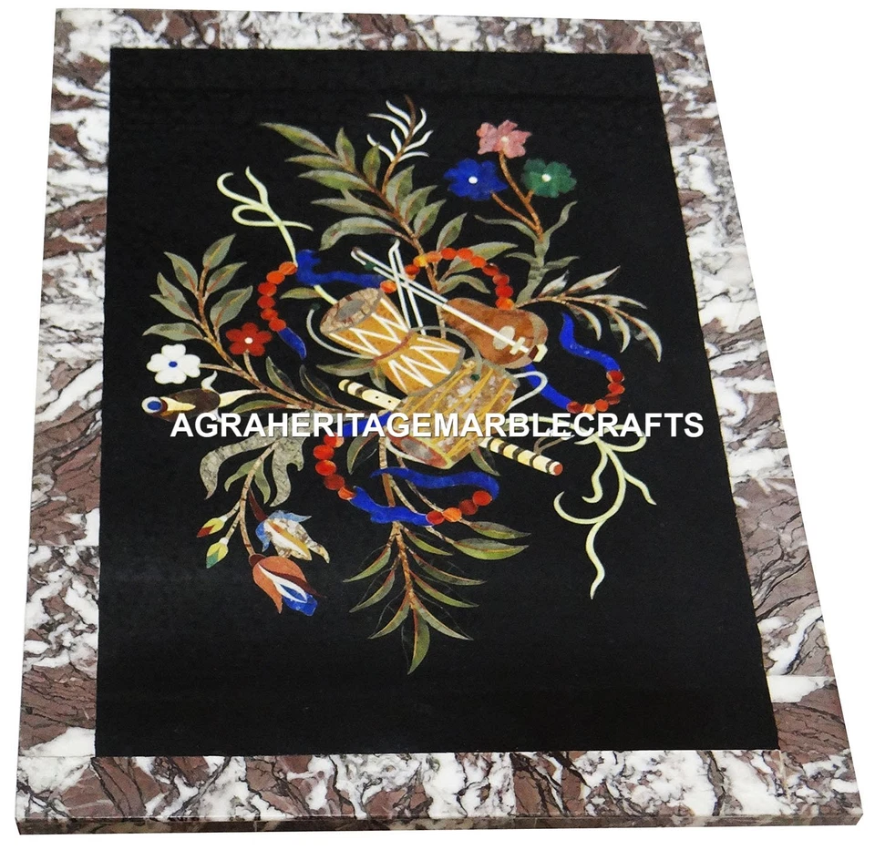 Marble Coffee Center Table Top Rare Floral Marquetry Inlaid Hallway Decor H2978 - Image 1 of 4