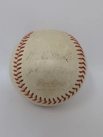 Mickey Mantle Duke Snider Stamped Autograph Official League AB Rawlings Baseball Cover
