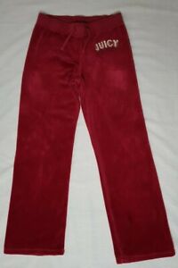 Juicy Couture Girls Size 8 Red Velour Pants Bottoms Cotton Blend