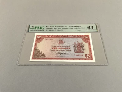 Rhodesia 2 Dollars P-39a* 'Replacement' 1979  PMG 64 - Image 1 of 4