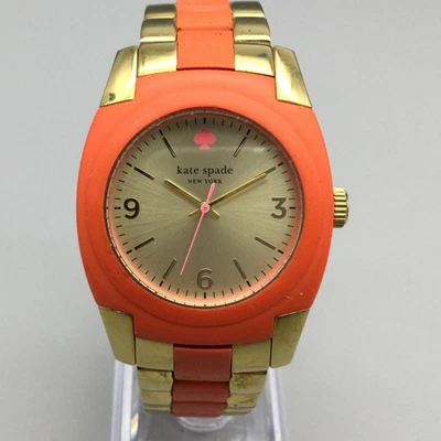 Relógio Kate Spade New York Feminino 37mm Laranja Tom Dourado Pulseira Nova Bateria 7" - Imagem 1 de 4