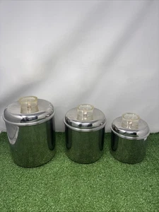 Vintage Revere Ware Nesting Canisters & Lids Stainless Steel 1801 Set of 3 - Picture 1 of 17