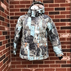 Chaqueta de esquí Oakley grande ajuste regular cremallera capucha azul gris falda tormenta - Imagen 1 de 10