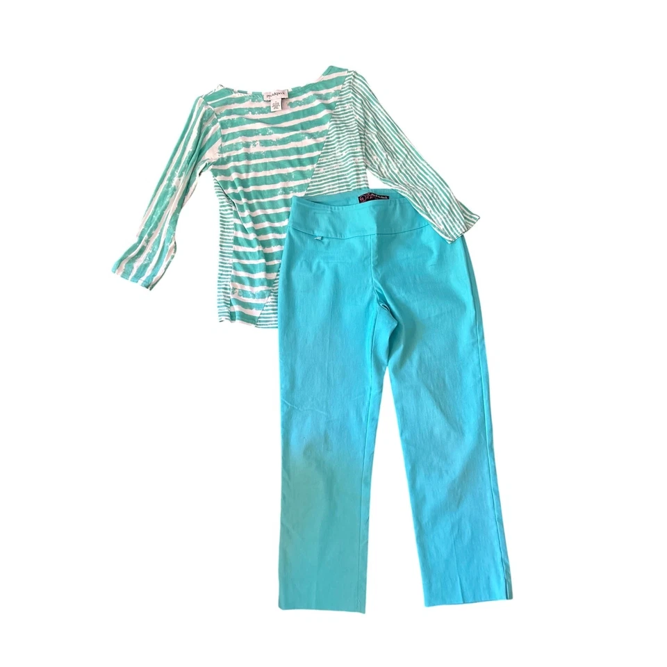 Conjunto Top y Pantalones Cortos Peck & Peck Elastizados a Rayas Talla Pequeña/2 Foto 1 de 4