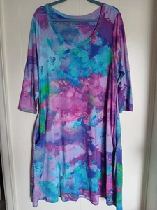 Vestido túnica suave envolvente cuello redondo manga 3/4 con bolsillos para mujer talla XL - Imagen 1 de 12