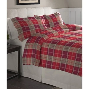 Pointehaven Piedmont Plaid Cotton Flannel Oversized Duvet - Picture 1 of 6