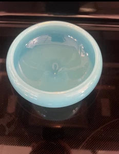 Seltene Farbe Fenton Rollrand Türkis Kompottschale - Bild 1 von 6