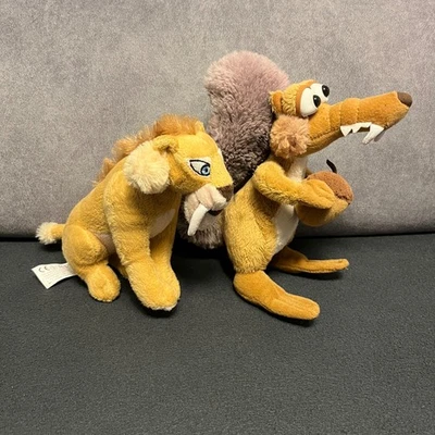 2 x Plüsch Ice Age 4 Kuscheltier Scrat Eichhörnchen + Diego Säbelzahn Stofftier - Bild 1 von 4