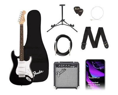 Squier Sonic Stratocaster Electric Guitar Pack with Fender Frontman 10G Amp Blck - Image 1 of 3