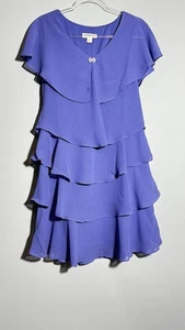 Vestido de Fiesta Coldwater Creek Violeta Púrpura en Niveles Mangas Acampanadas Capas Talla 8P - Imagen 1 de 8