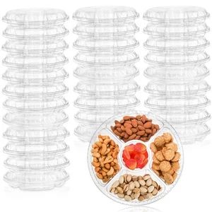 30 Pack Plastic Appetizer Tray with Lid, Disposable Veggie Fruit Snack Tray w... - Picture 1 of 7