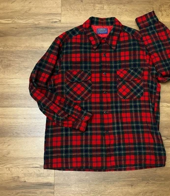 CAMISA DE COLECCIÓN MEDIADOS DE 1960-70 MACLEAN TARTÁN PENDLETON BOARD BOLSILLO CON SOLAPA TALLA M/L Foto 1 de 4