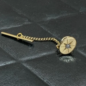 Cravatta Starburst tono oro vintage spilla bavero accessorio tuta uomo gioielli - Foto 1 di 4