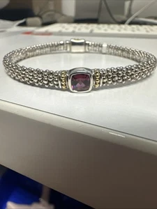 LAGOS Caviar Color Rittenhouse Rhodolite Garnet Bracelet Sterling Silver Large L - Picture 1 of 4