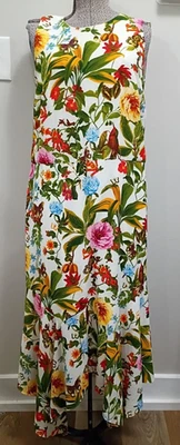 Liz Claiborne Floral Butterfly Maxi Dress 16 Sleeveless Handkerchief Hem Lined - Image 1 of 4