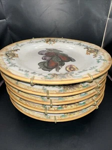 SET OF 5 MARK ROBERTS FRUIT PATTERN WALL PLATES WITH HANGERS EXCELLENT COND - Picture 1 of 17