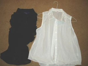 Girl's, lot of 2, "SILKY/SLEEVE-LESS DRESSY SHIRTS", size M/L, Bedazzled&fun!! - Picture 1 of 6