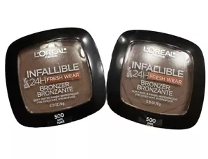 NEW L'Oreal Paris Infallible 24H Fresh Wear Bronzer 500 Dark Waterproof Lot Of 2 - Picture 1 of 3