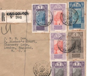 France Cols GUINEA AOF Cover *KISSIDOUGOU* Registered 1937 London KA372 - Picture 1 of 12