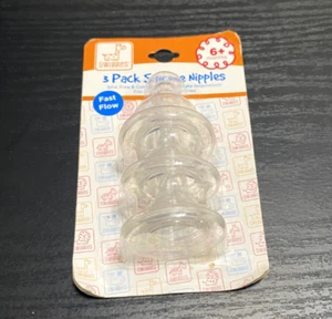 3 Silicone Nipples Swiggles 6+ Months Fast Flow Soft Nipples Fits BPA FREE Baby - Picture 1 of 2