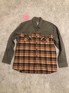 VTG Ruff Hewn Heritage Cowboy Shirt Large Multicolor Plaid Flannel Heavy Cotton - Picture 1 of 20