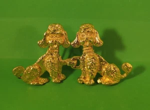 Vintage 1973 Mimi di N Double Gold Poodle Belt Buckle - Picture 1 of 8