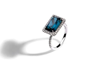 Fine Blue Tourmaline and Diamond Pinky Ring - Picture 1 of 2