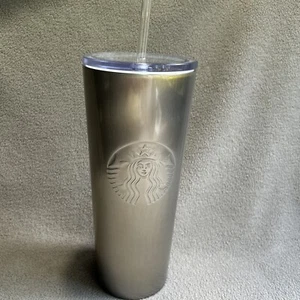 Starbucks Edelstahl Brushed Silver Tumbler 24oz Venti Cup mit Strohhalm 2025 - Bild 1 von 5
