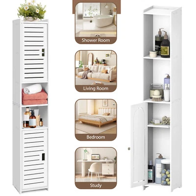 DAYPLUS Bathroom Storage Cabinet Tall Narrow Cupboard Free Standing Furniture Unit