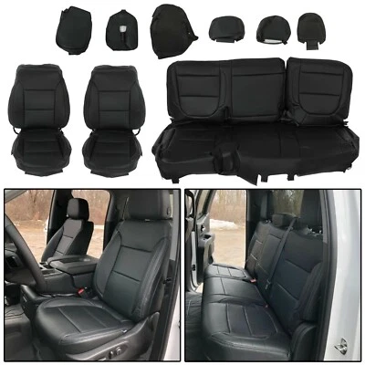 For 2019-21 Chevy Silverado Seat Cover 1500 2500 3500 Black Full Set WT - Image 1 of 4