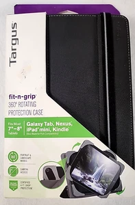 Targus Fit-n-Grip 7"-8" 360 Rotating Black Tablet Case Galaxy Kindle iPad Nexus - Picture 1 of 11