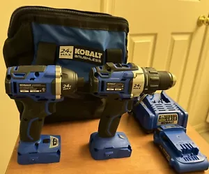 Set Of 2 Drills- Kobalt 24-Volt Max 1/2 And 1/4” Brushless Cordless Drills Set - Picture 1 of 24