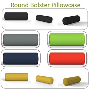 Round Shaped Bolster Pillowcase Long Cushion 100%Cotton Non-Allergenic Zip Cover - Picture 1 of 25