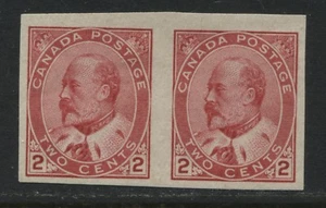 Canada KEVII 1902 2 cent carmine imperf pair (JD) - Picture 1 of 1