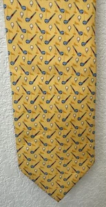 Eximious Of London, Silk Tie, Yellow Golf Theme, Made In Italy - Picture 1 of 5