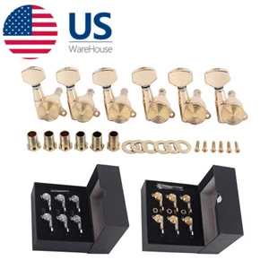 Sintonizadores de bloqueo de guitarra 6 cabezales de máquina en línea clavijas de afinación 18:1 con caja 2 colores - Imagen 1 de 13