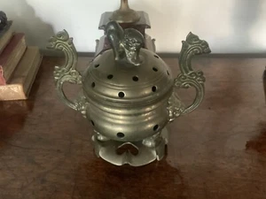Vintage Oriental Brass Foo Dog Tripod Incense Burner - Picture 1 of 12