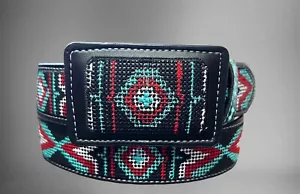 Cinto Vaquero Bordado Huichol Western Style Belt Embroidered - Picture 1 of 4