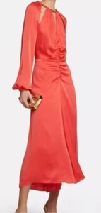 Veronica Beard Silk Blend Chain Detail MIDI Dress,Sz 8,New, Watermelon Color - Picture 1 of 12
